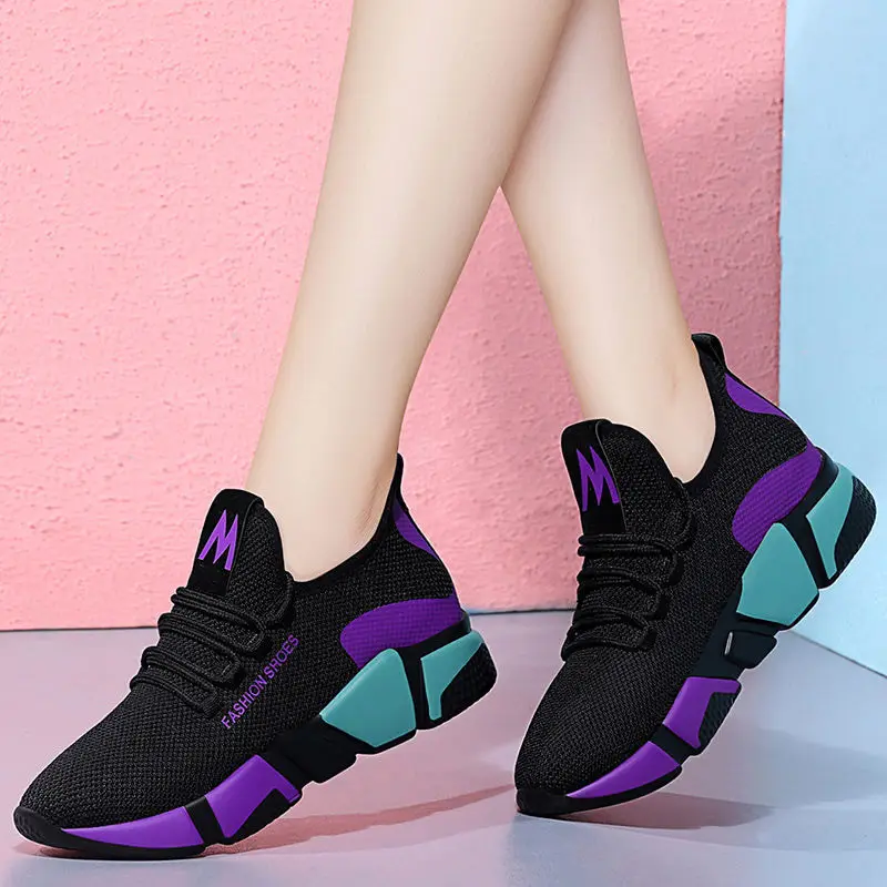 

2021 Spring Black Platform Sneakers Suede Women Shoes Thick Sole Fashion Breathable Lace Up Casual Shoes Woman Trainers Autumn