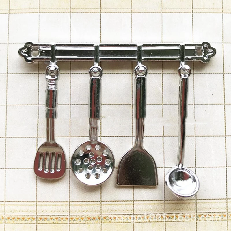 Dollhouse Accessories Miniature Kitchen Realistic Alloy Cooking Tools Interactive Kit Pretend Role Play Toy 1/12 |