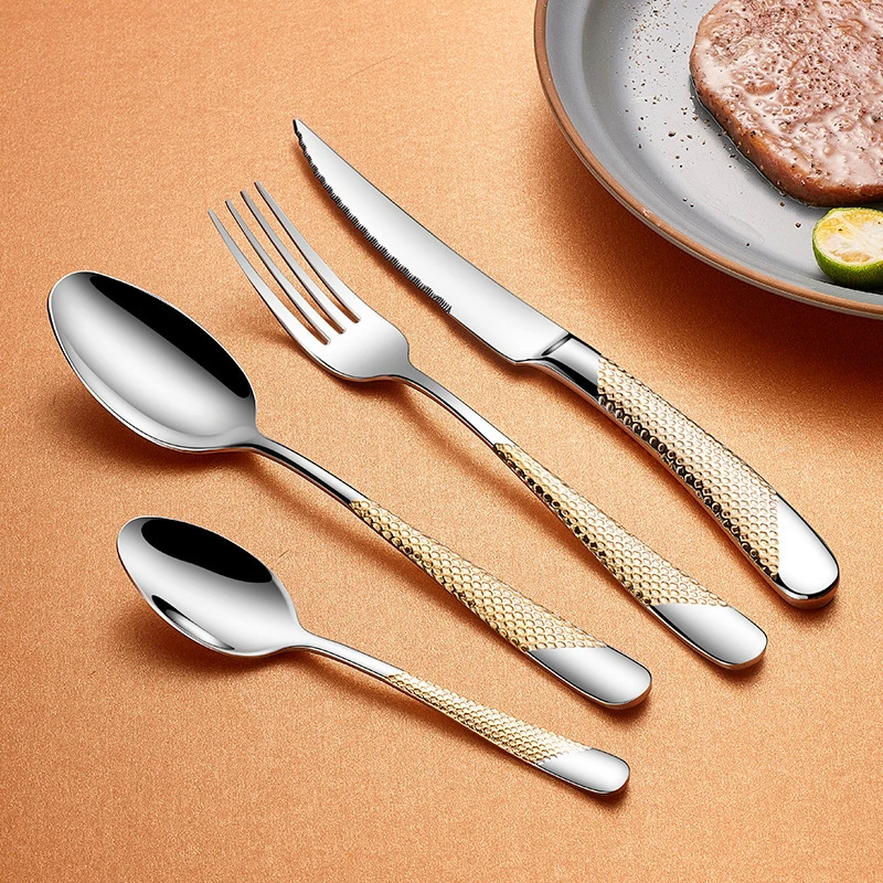 

Luxury Utensil Cutlery Set Gold 304 Stainless Steel Cutlery Sets Dining Forks Knives Spoons Silverware Set Mirror Dinnerware Set