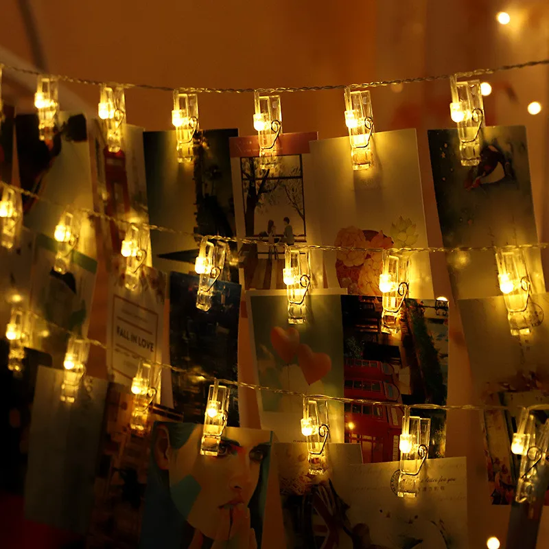 1 м 10 светодиодный фотозажим на батарейках гирлянды для подвешивания картин