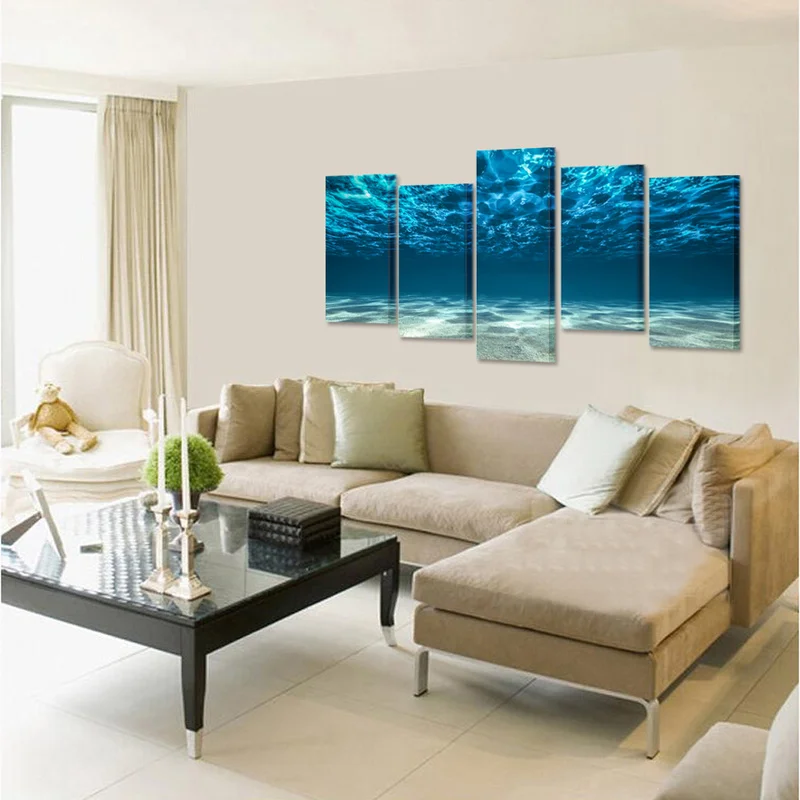 

Landscape Canvas Painting Blue Ocean Water Wall Art Poster 5 Pieces Sunshine In Water HD Print Modern Home Decor Picture