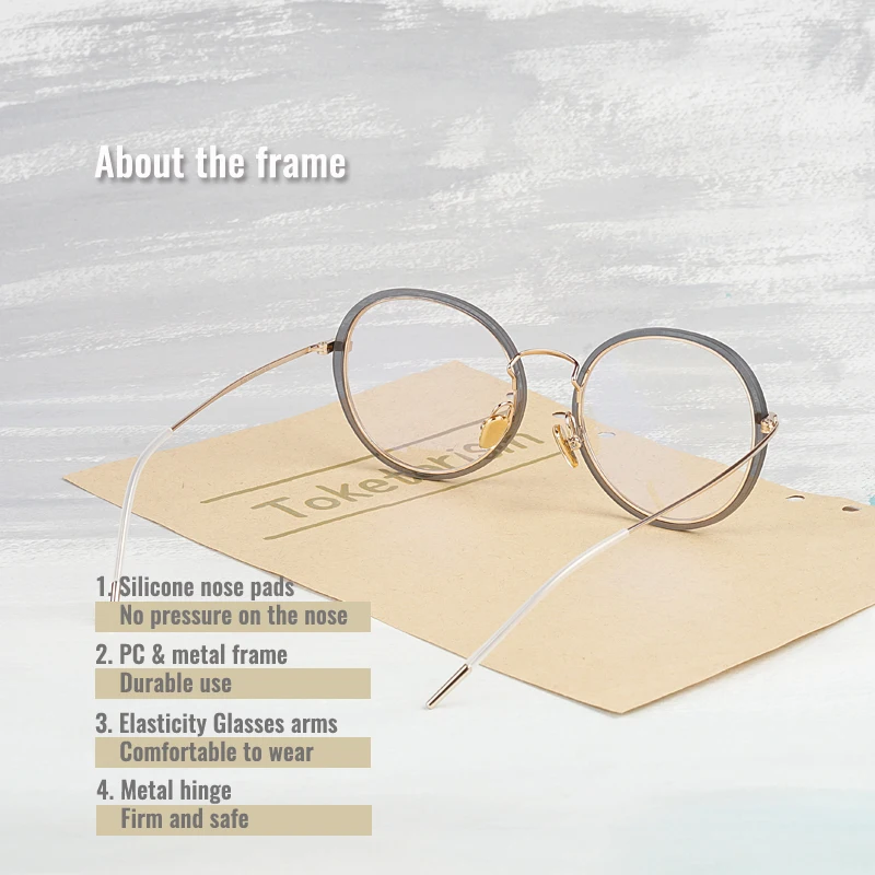 Винтажные очки Toketorism в круглой оправе с нулевым диоптрием|Женские кадры| |