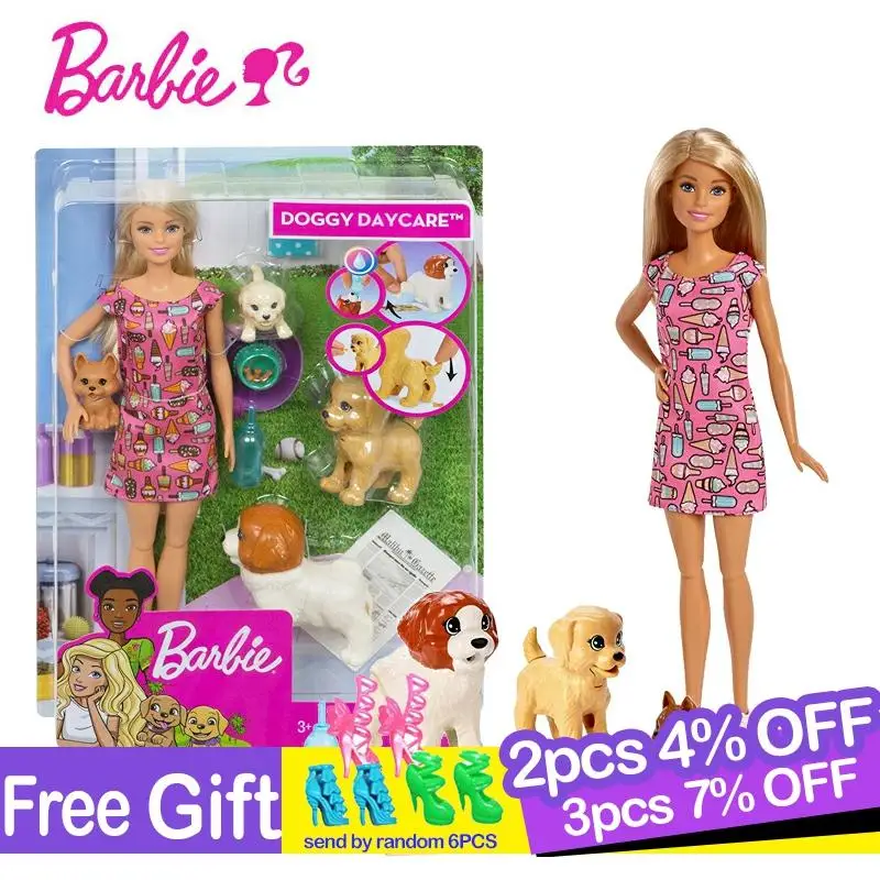 

Оригинальная кукла Барби для новорожденных, набор игрушек для домашних животных, Подлинная собака, уход за ребенком, аксессуары для кукол для девочек, игрушки для детей, подарок