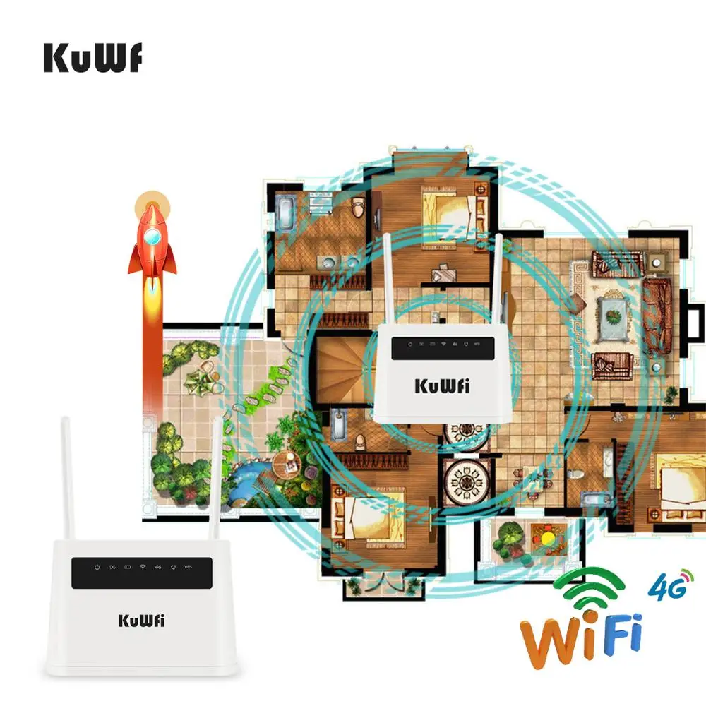 KuWFi 4G маршрутизатор разблокирован sim карта Wifi CAT4 150 Мбит/с Встроенный аккумулятор
