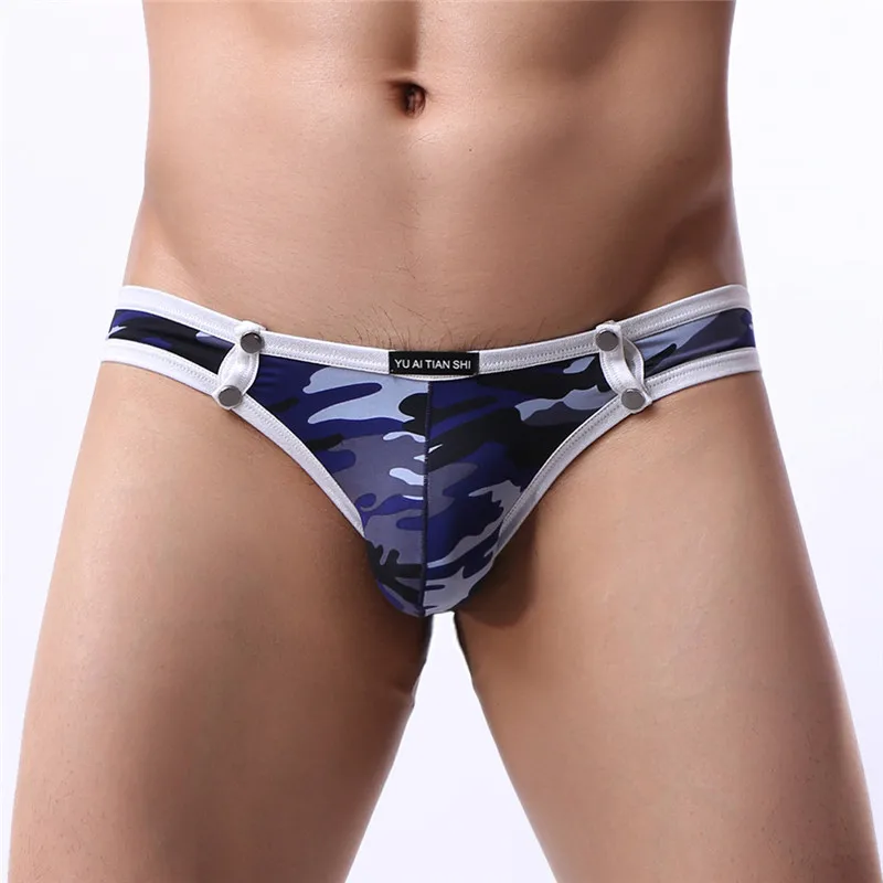 4PCS Sexy Men Briefs Camouflage Printed Bugle Pouch Underwear Slips Calzoncillo Hombre Panties Male Underpants Jockstrap Briefs