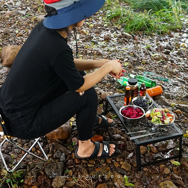 

Net Folding Camping Table Waterproof Outdoor BBQ Backpacking Iron Desk Furniture Computer Portable Durable Barbecue Lightweight
