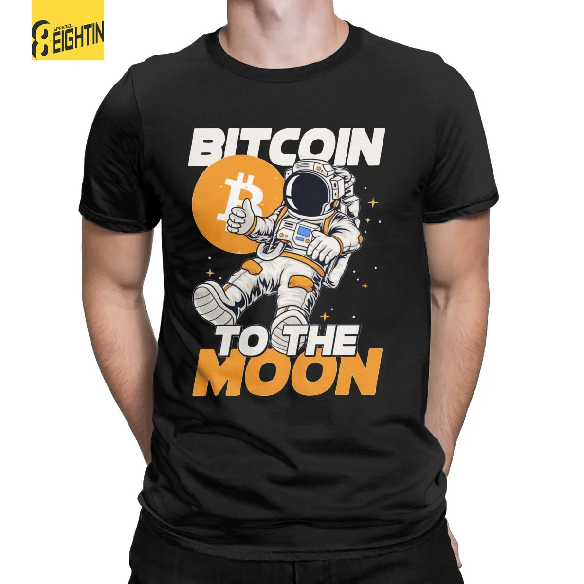 

Мужская футболка с надписью «Биткойн To The Moon»