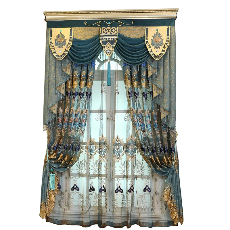 

Curtains for Living Dining Room Bedroom European Style Embroidered Curtains for Living Room and Bedroom Shading Floor Curtains