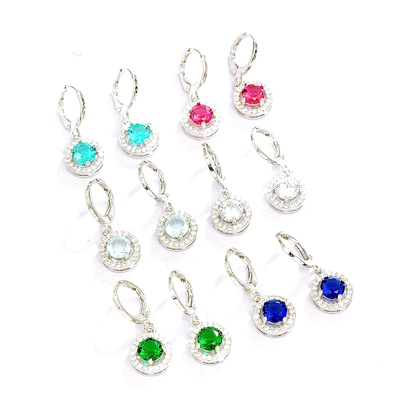 Серьги-кольца женские с фианитом ажурные круглые ювелирные украшения под белое