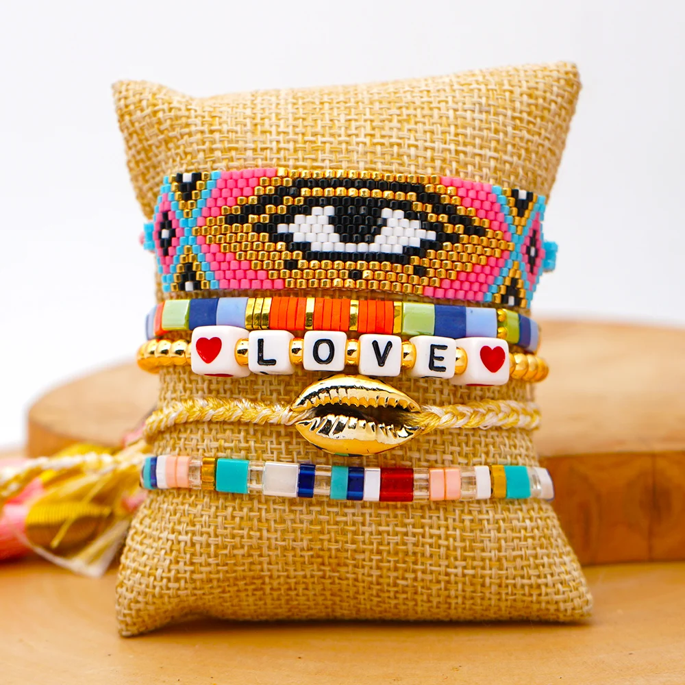 Go2boho Pulseras Mujer Moda 2020 новый браслет Миюки на удачу сглаза женский модный с бусинами