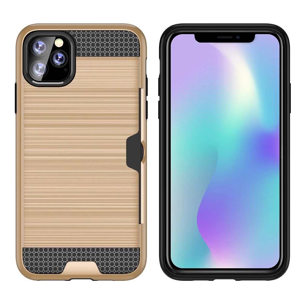 Сильный Мягкий Силиконовый протектор чехол для iPhone 5 5S SE 6 6S 7 8 Plus 11 Pro Xs Max X XR задняя крышка чехол держатель для карт сумки Coque - Цвет: Gold