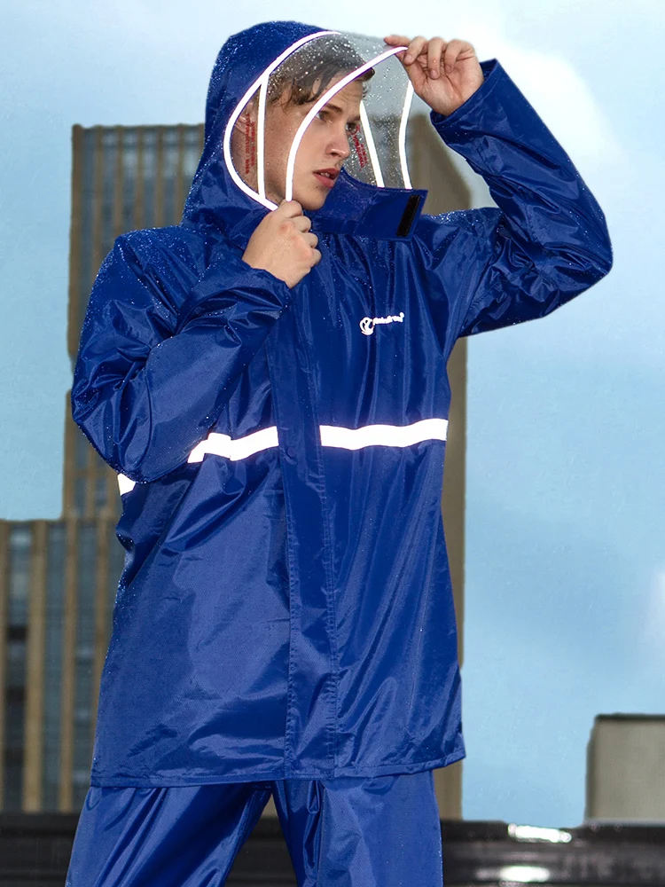 

Waterproof Ladiess Motorcycle Rain Coat Rain Suit Pants Thickening Men Fashion Split Women Riding Takeaway Electric Raingear L