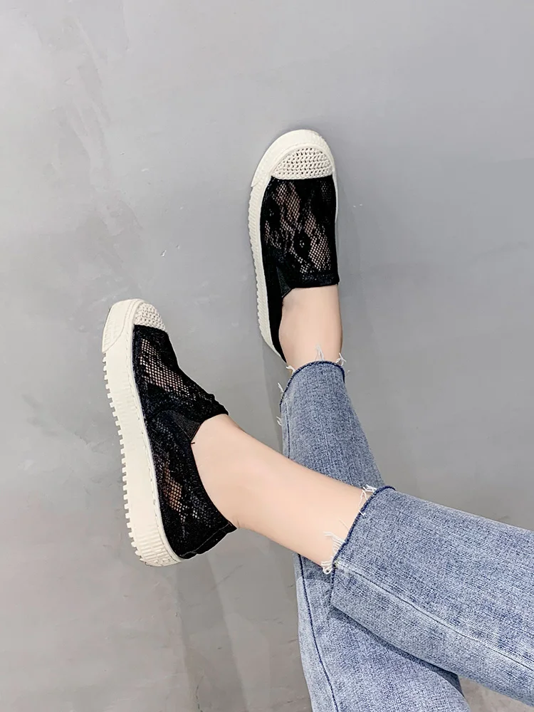 Женская обувь на плоской подошве в рыбацком стиле Новинка лета 2019 Льняная