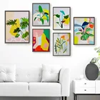 Красочная абстрактная листья монстеры, настенная Картина на холсте, скандинавские постеры и принты растений, настенные картины для декора гостиной
