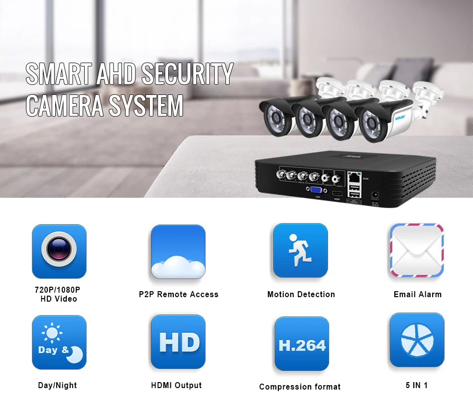 Sm4ch AHD DVR комплект 720 P/1080 P CCTV камера системы Водонепроницаемый Открытый День и ночь камера безопасности системы видеонаблюдения