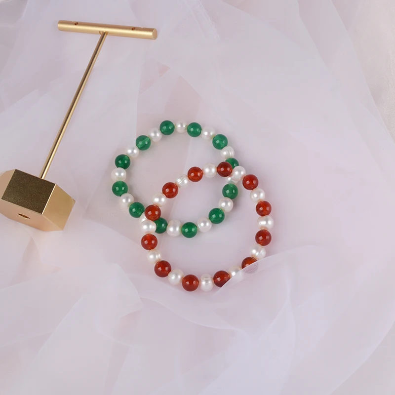 Женский браслет из пресноводного жемчуга ASHIQI натурального агата для подарка на