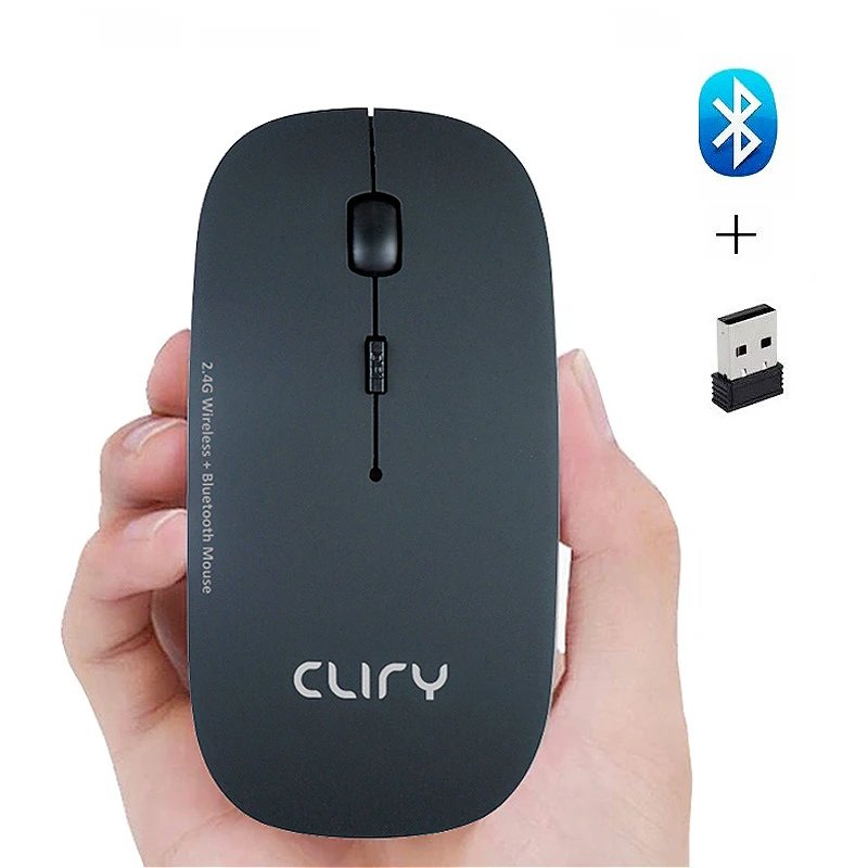 

Bluetooth 5.0 + 2.4Ghz Wireless Dual Mode 2 In 1 Cordless Mouse 1600 DPI Ultra-thin Ergonomic Portable Optical Mice