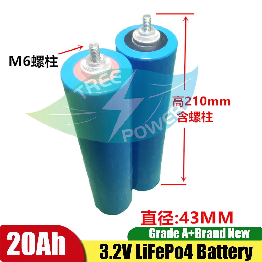 

New Cylindrical Lithium Iron Phosphate 3.2V 20AH Power Battery Large Capacity Electric Vehicle Batteria 60V 72V Llifepo4 Cells 4