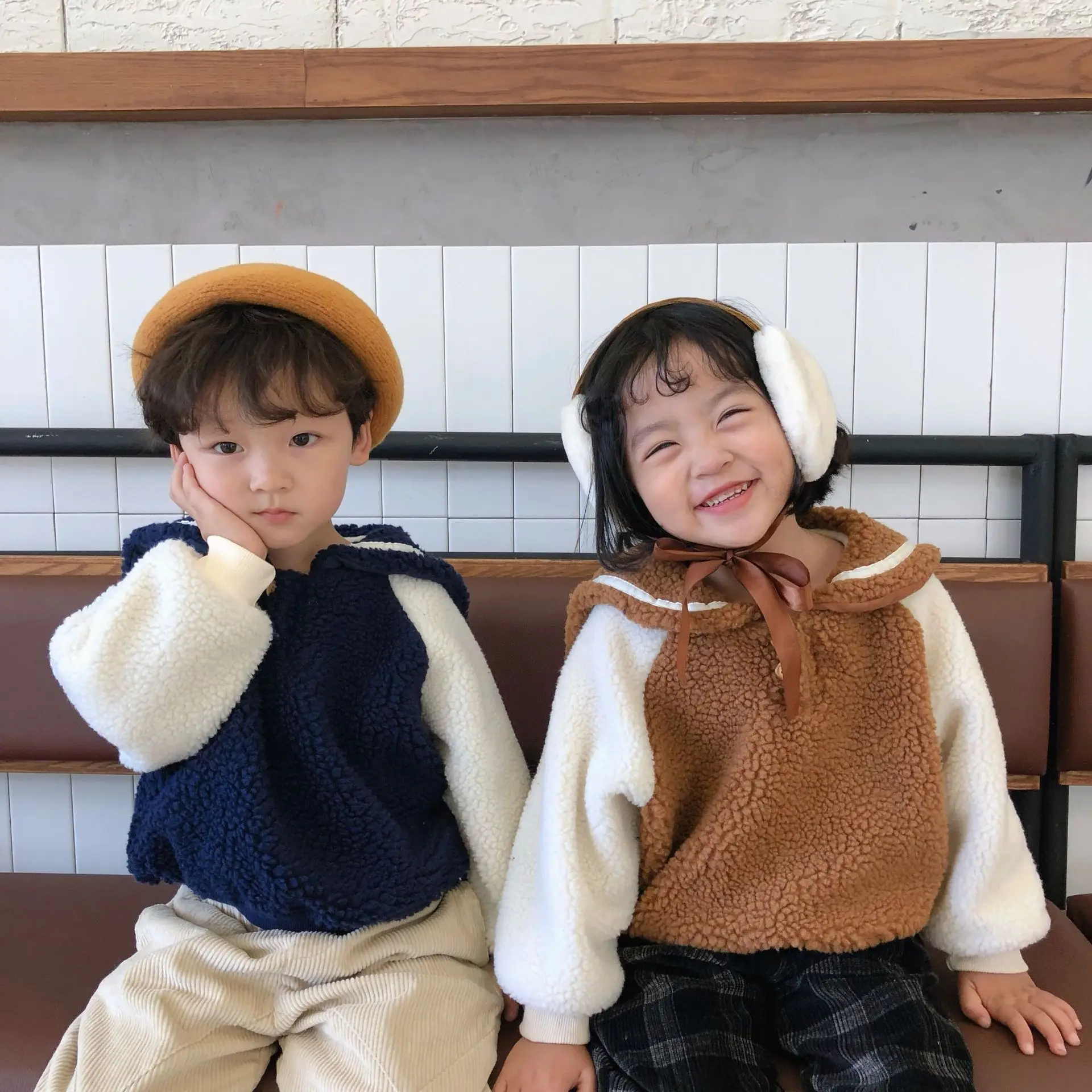 Зимние Модные шерстяные толстовки с капюшоном в морском стиле для мальчиков и