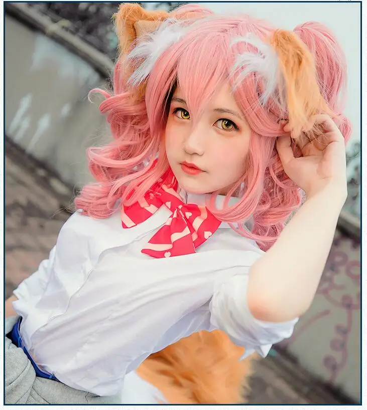 Аниме Fate/fate extella Fate/большой заказ косплей парик tamamo no Mae cos Хэллоуин только уши и хвост косплей лиса собака уши хвост