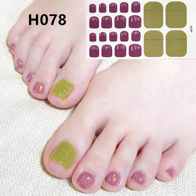 H078 22 типса/Лист наклейки для ногтей DIY наклейки-лак Блестящий плед Типсы Маникюр ногтей Обертывания дизайн полный носок Декор - Цвет: H078