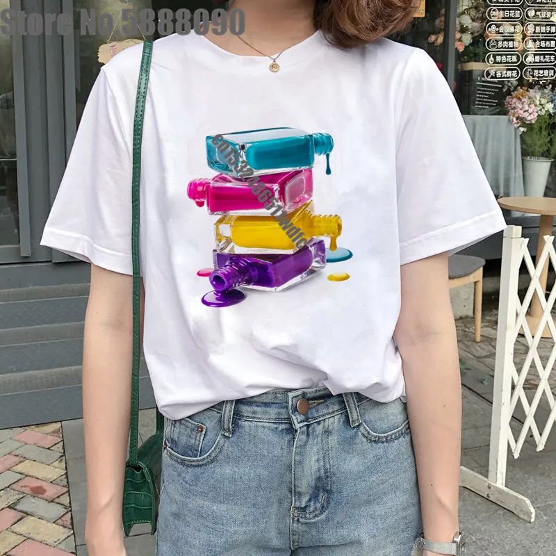 

Women Womens Graphic 3D Finger Nail 2020 New Paint Color Fashion Cute Printed Top Tshirt Female Tee Shirt Ladies Clothes tshirt