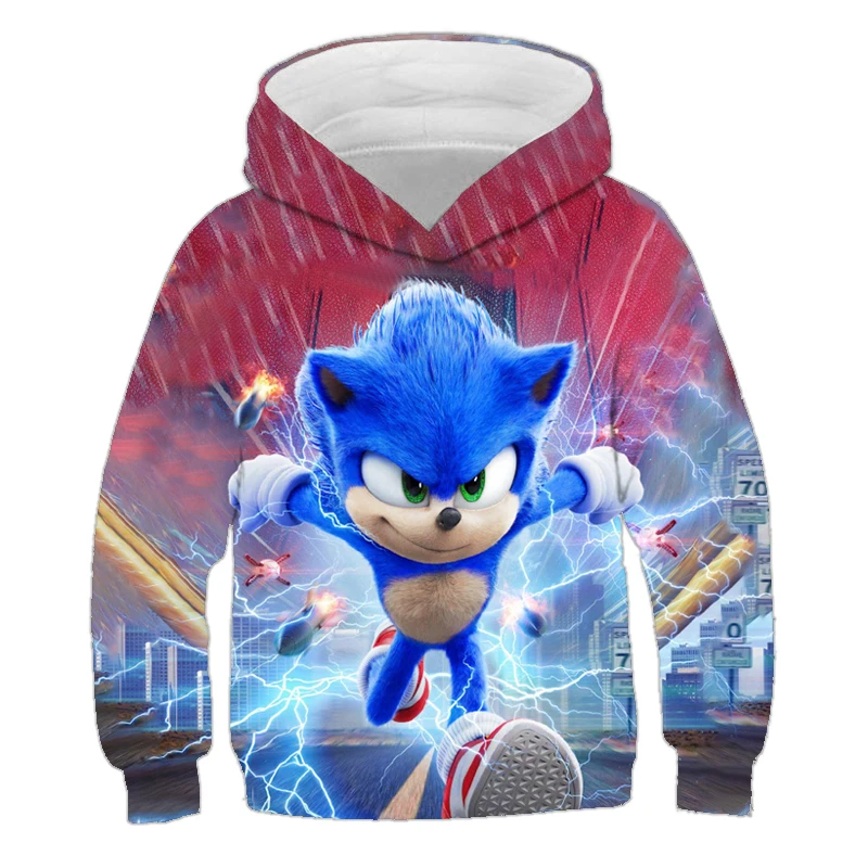 

Anime Super Sonic 3D Printing Hoodie Children's Hooded Jacket Long Sleeve Pullover Cartoon Sweatshirt Top