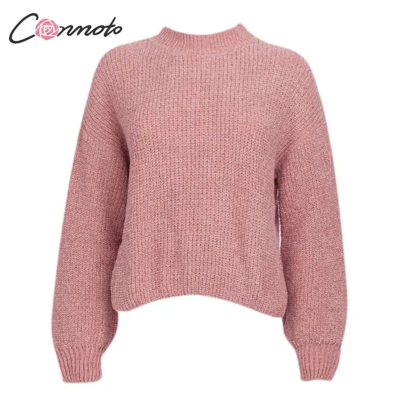 Conmoto Chenille Pink Sexy Autumn Winter 2019 Knit Sweater Women Casual Female Knitted Ladies Crop | Женская одежда