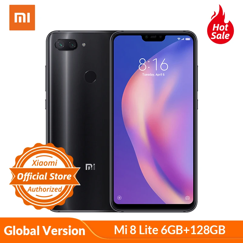 Глобальная версия Xiaomi Mi 8 Lite 6GB 128GB Snapdragon 660 6 26 ''полный экран мобильный телефон