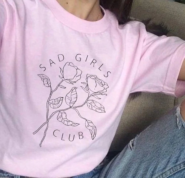Sunfiz YF летняя модная футболка унисекс с принтом грустной девушки клуба розы