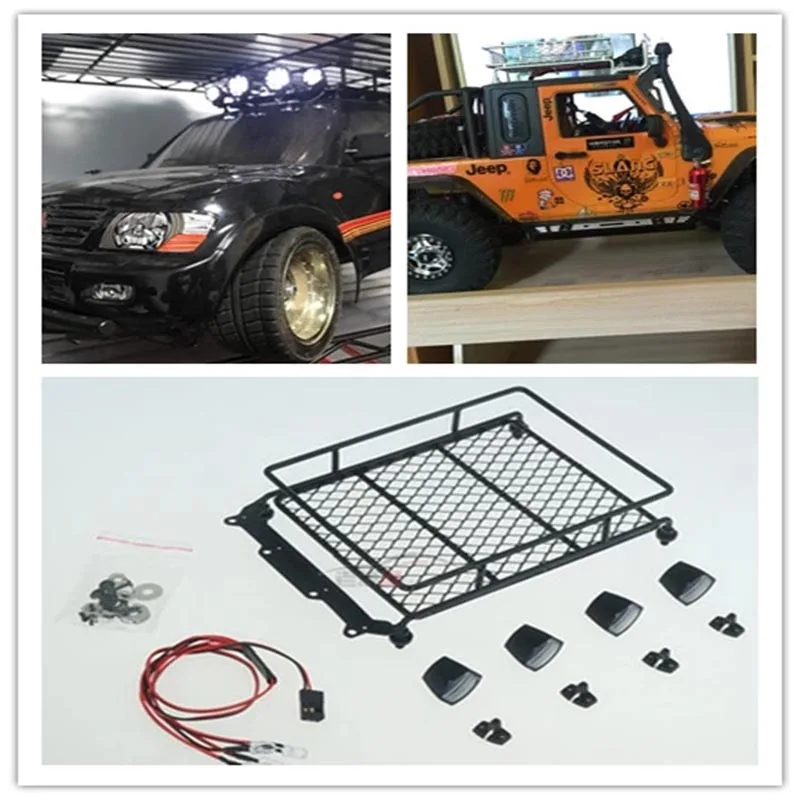 Gwolf 1/10 1/8 RC Rock Crawler ралли металлическая багажная стойка с 4 светодиодами высокая