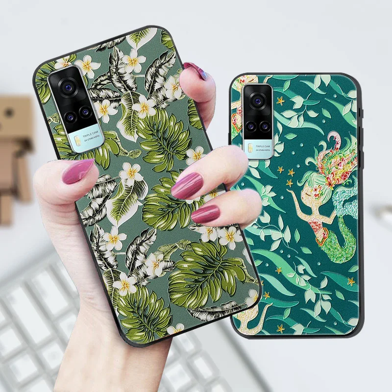 Чехол с 3D тисненым цветком для vivo Y31 2021 чехол милый ретро рельефный ЧЕХОЛ ДЛЯ Vivo