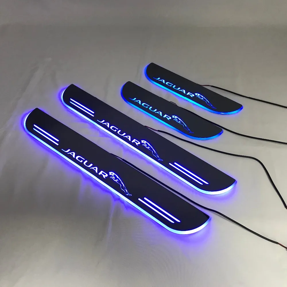 RQXR led движущиеся двери потертости для jaguar xf динамический порог пластина плоский накладной поток/фиксированный свет, 4 шт