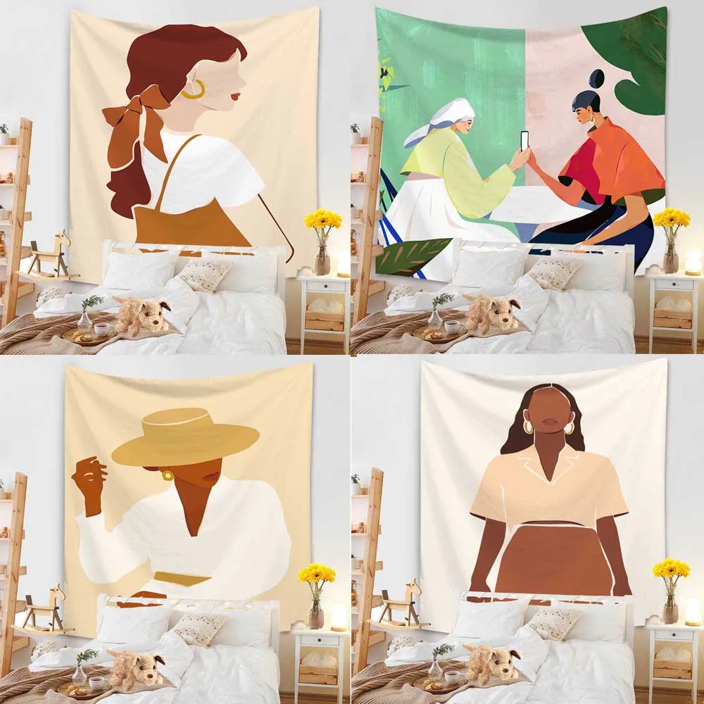 

Cartoon Character Tapestry Wall Hanging Aesthetic Hippie Home Corridor Yoga Cloth Bedroom Living Room Blanket Mural Decoration