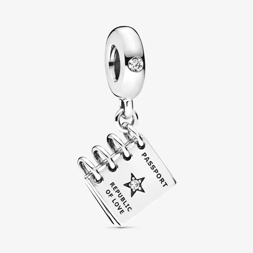 

BIY Tendy Jewelry Women Passport of Love Charm fit Original Pandora Bracelets 100% 925 Sterling Silver DIY Birthday Gift