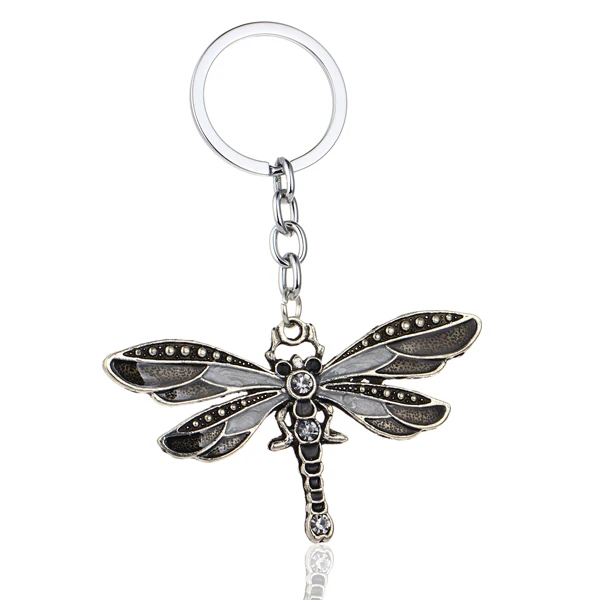 

12PC Grayish White Dragonfly Keyrings Animals Crystal Rhinestone Charm Pendant Keychains Family Friends Christmas Gifts Jewelry