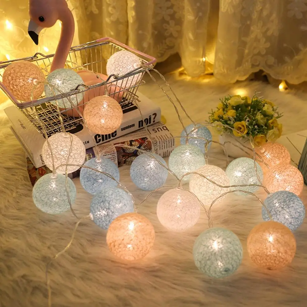 

FENGRISE 20 LED String Lights Cotton Balls Garland Beads LED Strips Fairy Light Outdoor Christmas Easter Decoration Wedding