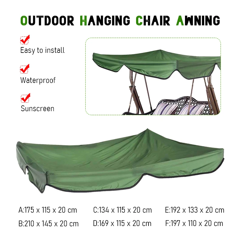 

Anti-UV Waterproof Top Cover Canopy Swing Chair Awning Canopy Replacement for Garden Courtyard Outdoor Swing Chair Hammock
