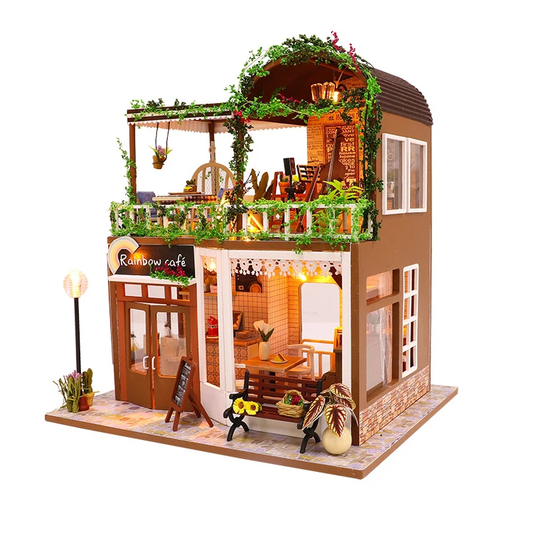 Миниатюрные DIY кукольные домики 3D Деревянный Кукольный дом миниатюрный кукольный домик мебель набор игрушек для детей подарки на день рождения счастливое время