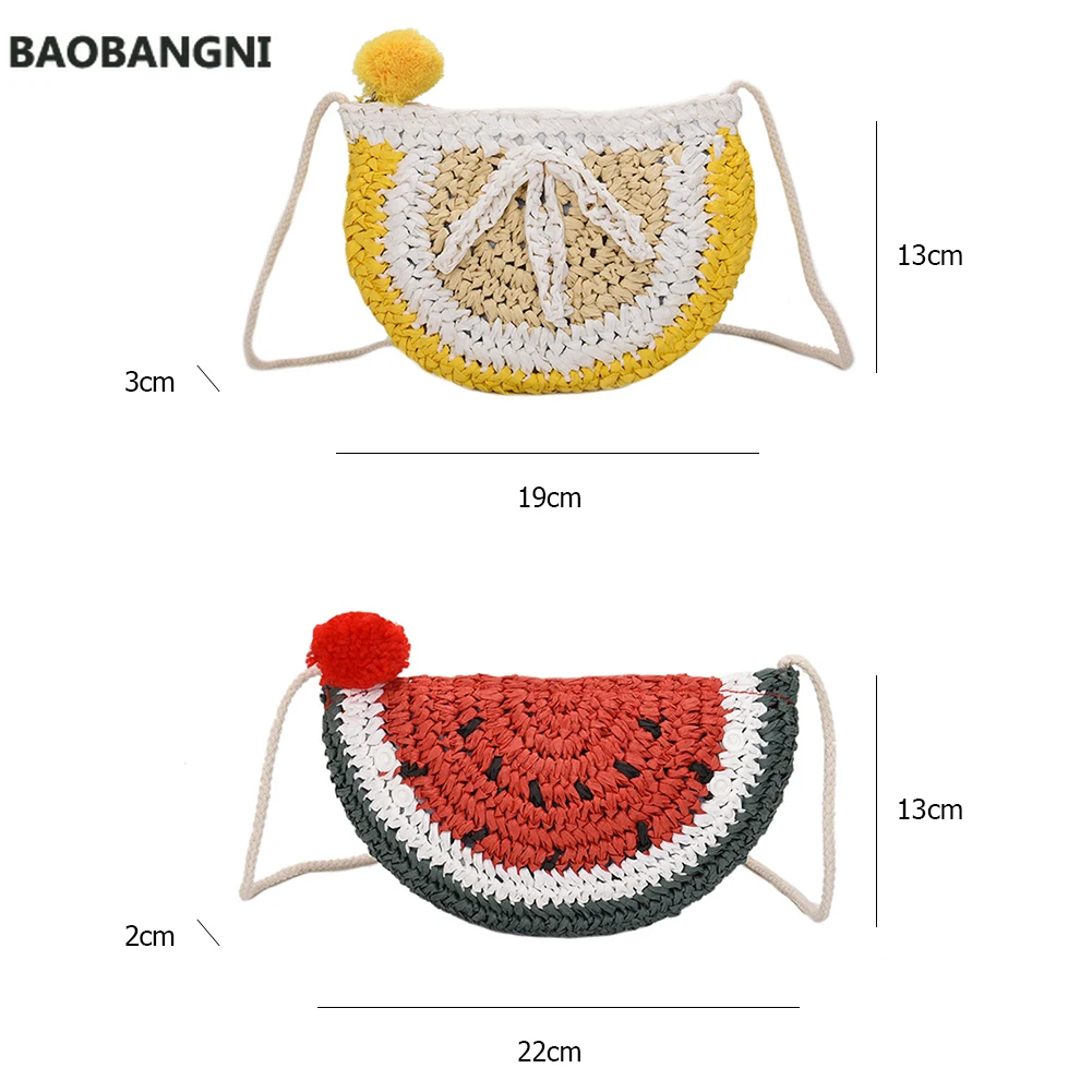 

Handmade Straw Bag New Summer Bags Cute Watermelon Lemon Straw Rattan Bag Leisure Vacation Messenger Bag Female Fruit Pouch