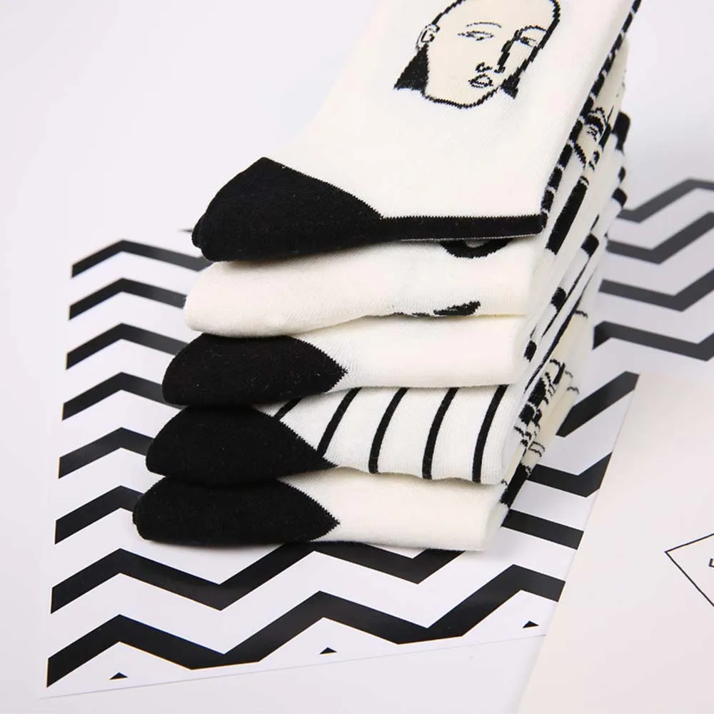 Хлопковые короткие носки с забавным рисунком головы в японском стиле