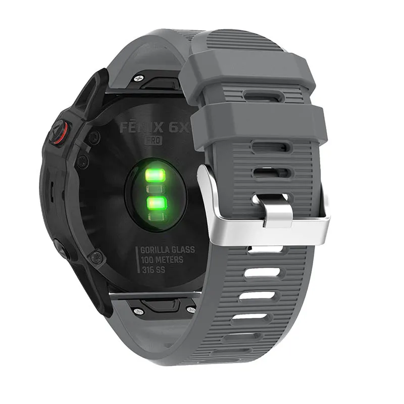 Gray 20 22 26 мм для Garmin Fenix 6S 6 6X Pro 5S 5 5X Plus удобный силиконовый ремешок смарт-аксессуары быстросъемный ремешок для часов - Цвет: Gray