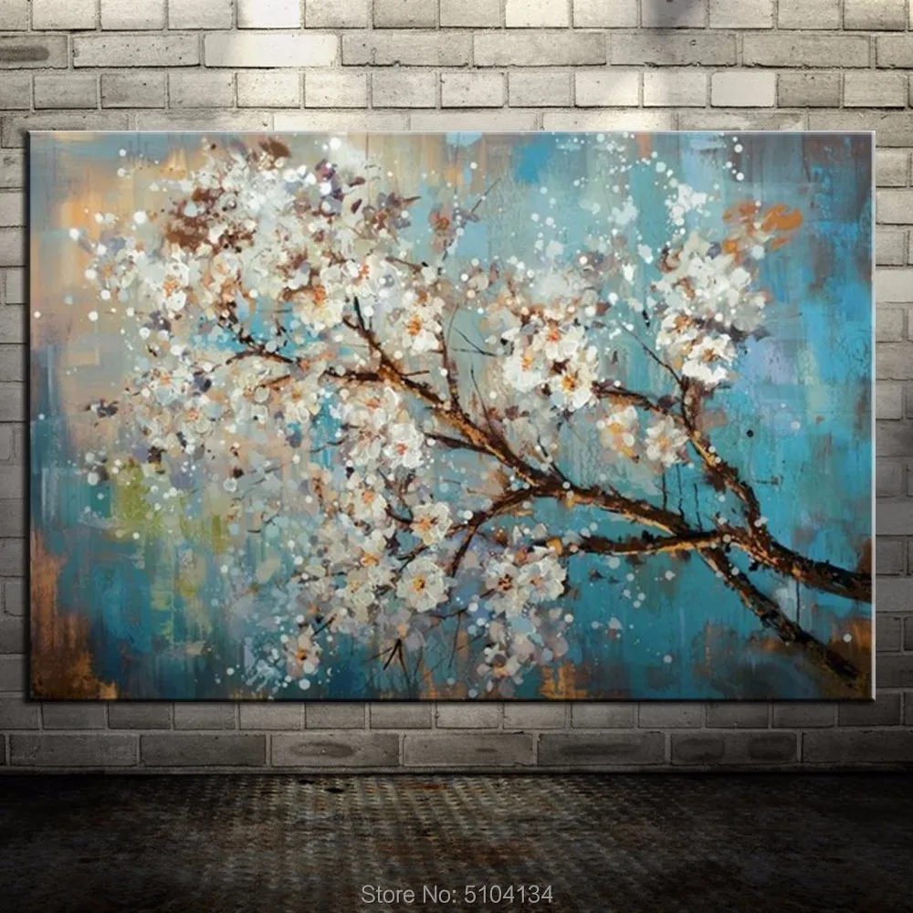 100% ручная роспись цветов и дерева современные картины маслом на холсте настенные