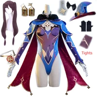 anime game genshin impact cosplay mona costume girls women girls halloween carnival party sexy dress uniform cosplay wig outfit