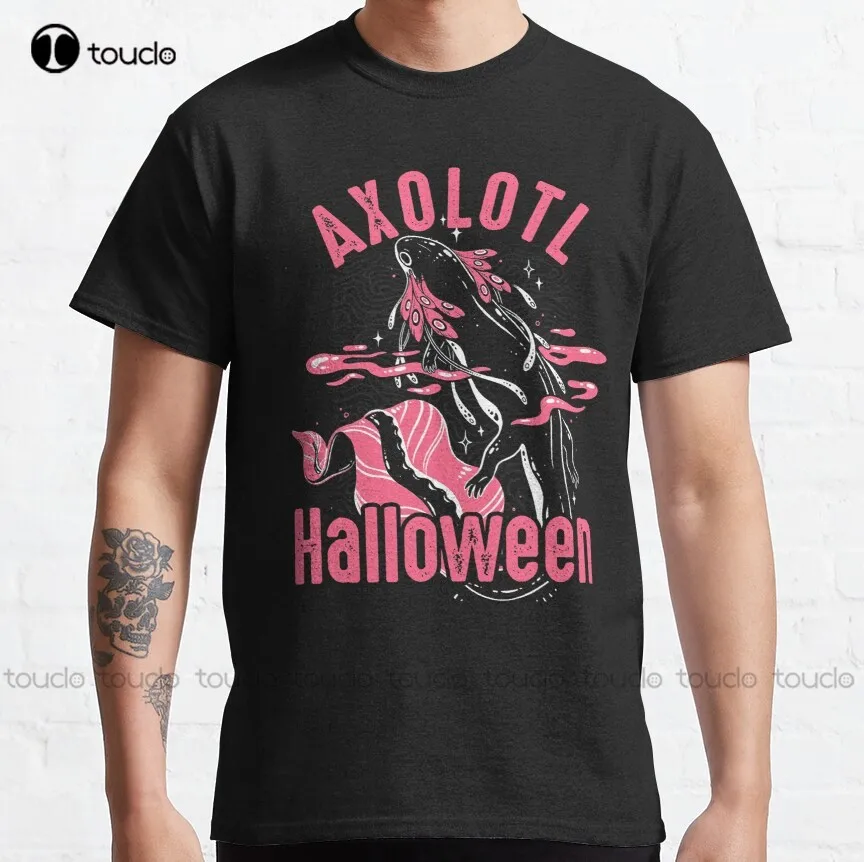

Axoween Vibes Halloween Axolotl Halloween Costume Classic T-Shirt Funny Mens Tshirts Fashion Funny New S-5Xl Custom Unisex Tee