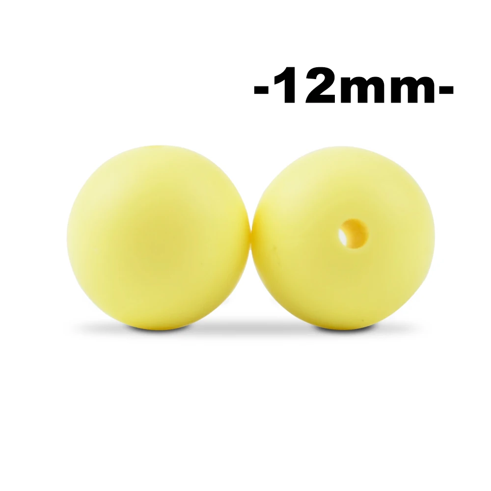cream yellow LOFCA, 12 мм, 100 шт., силиконовые бусины для прорезывания зубов, Прорезыватель для зубов, ожерелье для кормления ребенка, соска, зажим для ухода за полостью рта, не содержит бисфенола, пищевой, цветной - Цвет: cream yellow