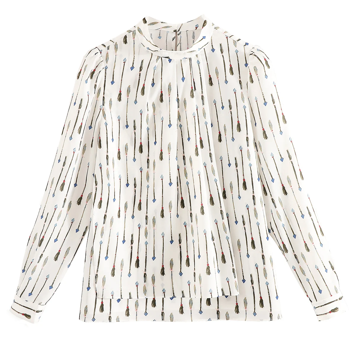 

autumn 2019 womens tops and blouses Office Lady long sleeve chiffonPrint Stand chiffon blouse ladies tops and blouses 6324 50