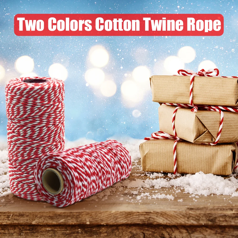 100Meter/Roll Two Colors Cotton Baker Twine Rope Cord Christmas Wedding Decoration Gift Packaging String DIY Crafts Wrap | Дом и сад