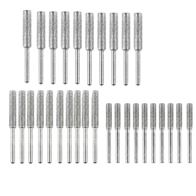

30 Pieces Chainsaw Sharpener Stone Burr Grinding Stone File, Polishing Grinding Tool Grinding Bits, 4 mm/4.8mm/5.5mm
