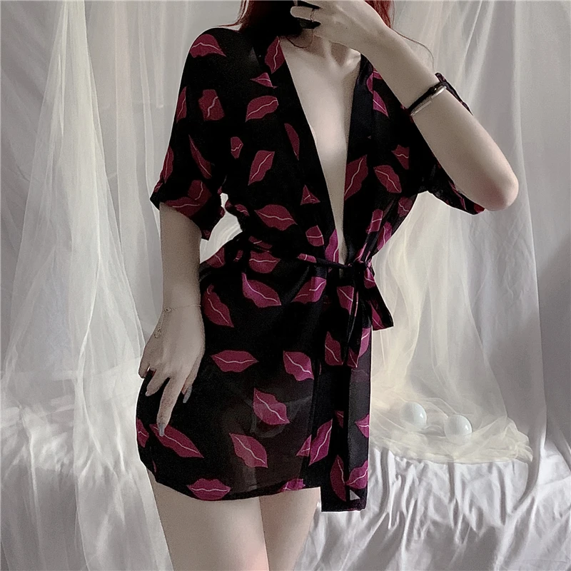 Сексуальное белье банный халат шелковые пижамы сексуальные комплекты